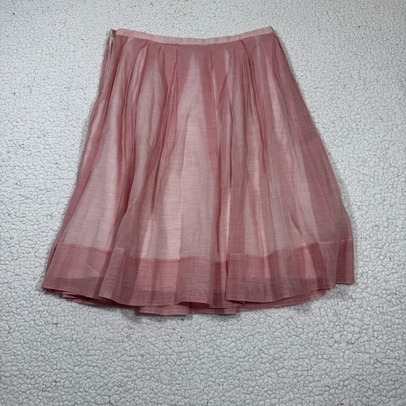 Talbots Women Silk Cotton Skirt sz 8 Red & White Striped Quite Luxury Preppy - Picture 4 of 7